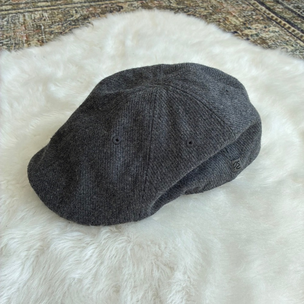 Mens Charcoal Grey Wool Blend Newsboy Ivy Cap Plaid Brim Detail L/XL - Picture 2 of 6